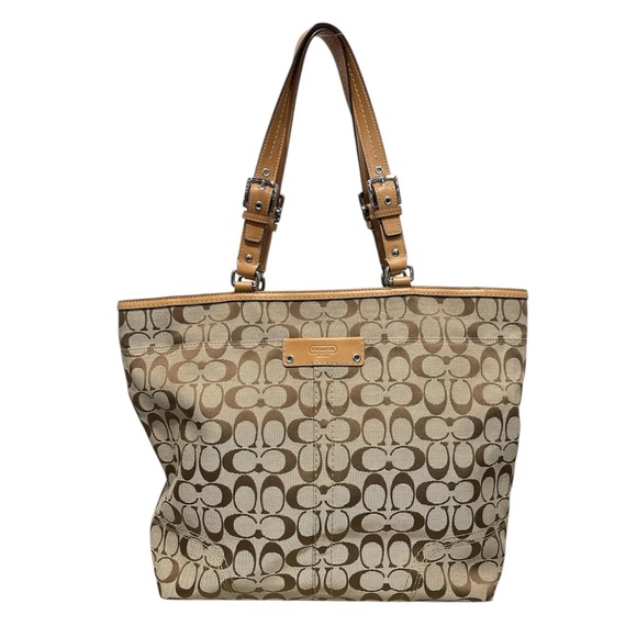 Coach Tan and Brown Signature Tote